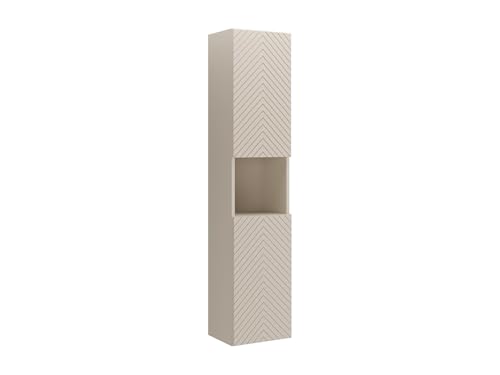 Vente-unique - Colonne de Salle de Bain en Chevrons avec Niche - Coloris Beige - H140 cm - DORIONI