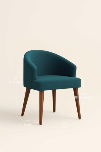 Image of WOODEN SPACE Velvetine Arm Chair for Living Room | Pure Sheesham Wood Legs & Premium Velvet Fabric | Vintage Accent Chair for Home & Office (Sea Blue)