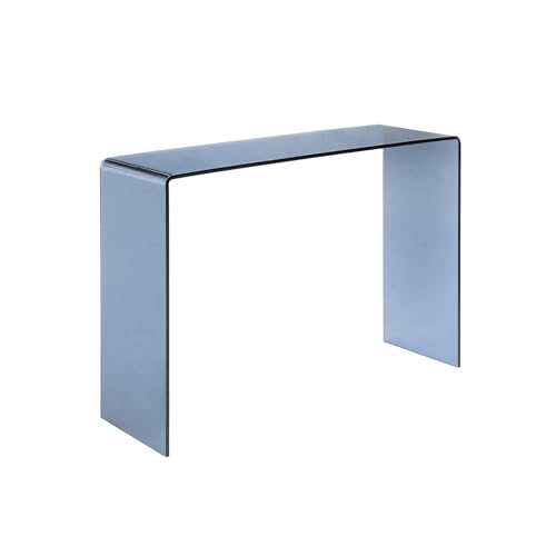 sweeek - Console rectangulaire en Verre trempé 110cm Bleu Gris - Glintz