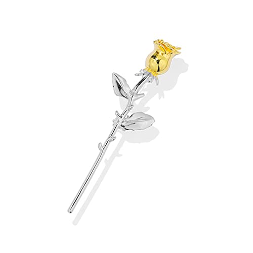 Image of Rose Flower Brooch Lapel Pins Wedding Party Badge Dress Hat Bag Suit Accessories Mother's Day Valentine Jewelry for Women Gifts