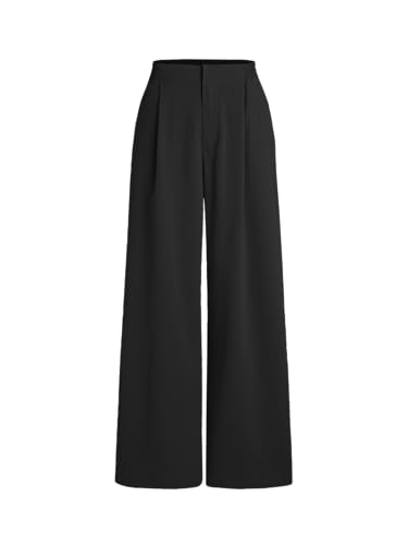 CIDER High Waist Solid Pleated Wide Leg Trousers