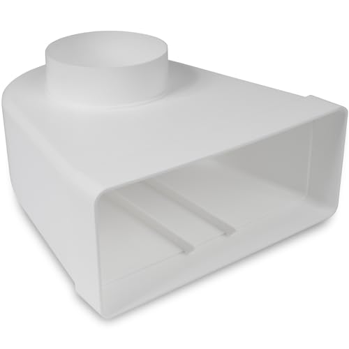 Repa Market 90° Grados 220 x 90 mm a Ø100 mm rectangular conector de canal plano para conexión de tubo redondo – clima, ventilación, calefacción, refrigeración.