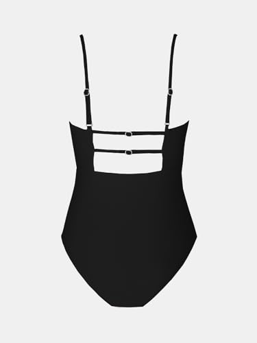 Image of CUPSHE Women Swimsuit One Piece Bathing Suit Square Neck Cutout Back Tummy Control with Adjustable Spaghetti Straps