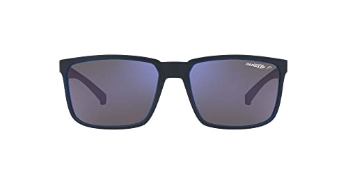ARNETTE Man Sunglasses Matte Top Navy On Light Blue Frame, Dark Grey Mirror Water Polar Lenses, 58MM