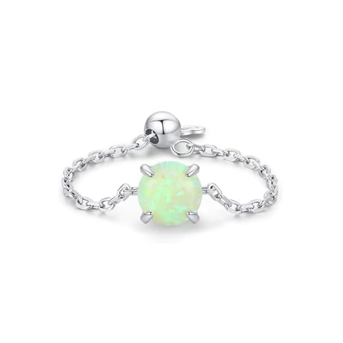Bague En Forme De Cœur Opale Pour Femmes Et Filles En Argent Sterling 925 Réglable Avec Cœur d'Amour, Bagues De Promesse De Fiançailles Pendantes, Chaîne...