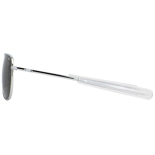 Image of AO Original Pilot Sunglasses - Silver - True Color Gray AOLite Nylon Lenses - Bayonet Temple - Polarized - 55-20-140
