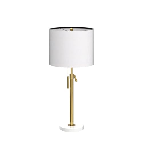 Table Lamps for Bedrooms Set of 2, 22" to 30" Height Adjustable Nightstand Lamps with Linen Shade, Pull Chain Switch Lamps for Living Room, 3 Way Dimmable Beside Lamp