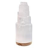 Himalayan Glow Selenite Crystal Lamp 20 cm, Hand Curved Moroccan Charging Station, Crystals and Healing Stones, Electric Cord with Dimmer Switch For Home Decor & Spiritual Protection 4-7 Lbs