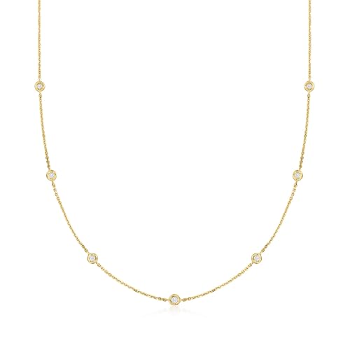 Pure Collection by Ross-Simons Diamond Station Necklace in 14kt Gold