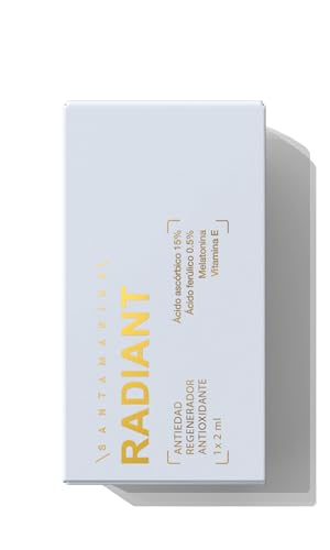 Santamarina Cosmetics Ampollas Vitamina C Tratamiento Antiedad Antioxidante RADIANT - Iluminador Facial - Textura Hidratante Facial para Piel Seca - Vitamina C Pura - Formato Viaje 1 Ampolla x 2 ml