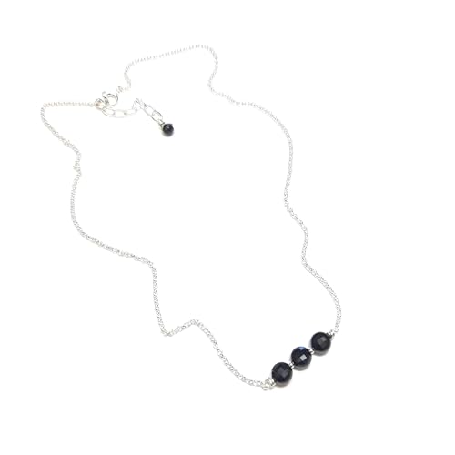 Collier Maya Onyx Argent 925 le cadeau d'anniversaire symbolique pour femme avec sa pierre noire
