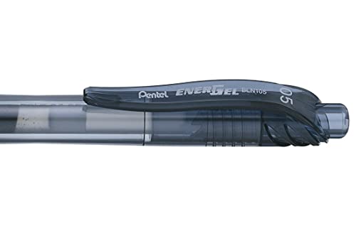 Pentel BLN105A Caneta de gel retrátil EnerGel X Roller Ball, tinta preta, fina, dúzia (BLN105-A)