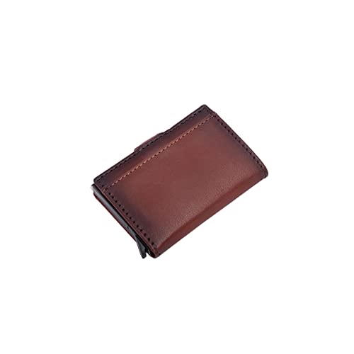 Image of Scudo Genuine Leather RFID Protected Slim Card Holder Wallet for Men /Leather Wallet for Men (Burnished) (Cognac)