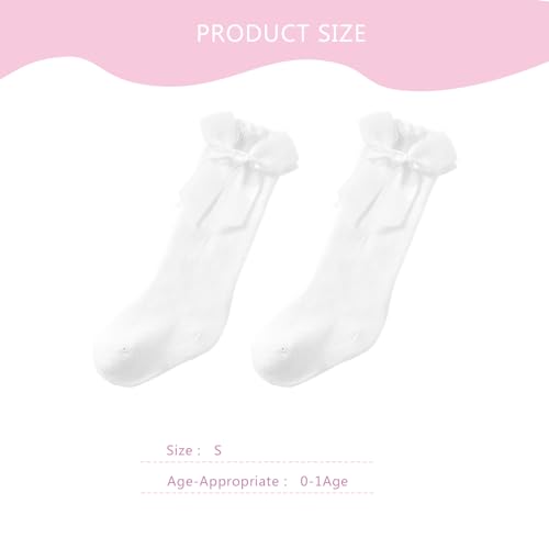 Baby Girl Knee High Socks Toddler Long Socks Ruffle Bow Socks Tube Stockings Infant Bow Dress Socks for Girls2