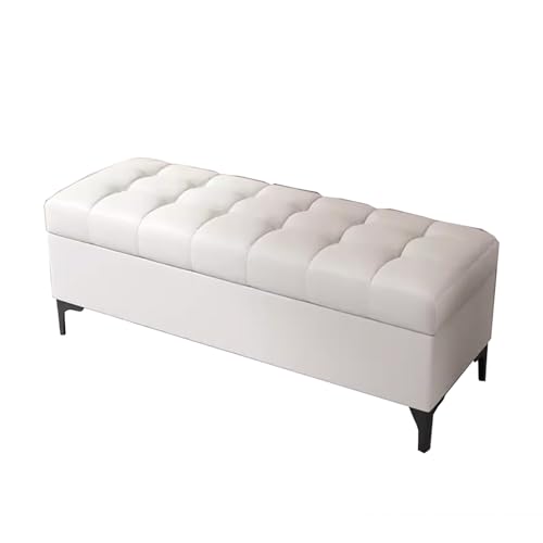 zxhrybh Baul Almacenaje Dormitorio, Banco Almacenaje Tapizado al Final de la Cama, Reposapies Salon, Sala de Estar, Comedor/Vestíbulo(White,51.1in/130cm)