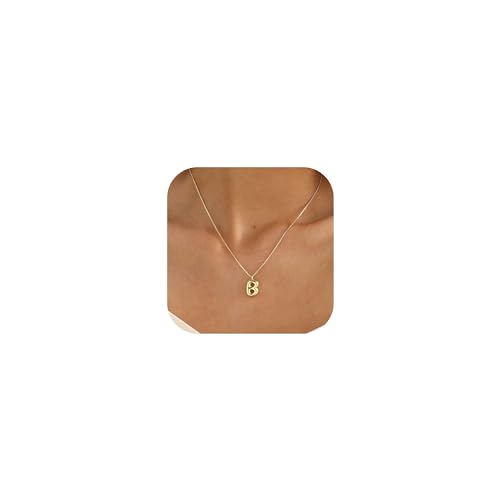 Thaivor Bubble Letter Necklace Initial Necklaces for Women Trendy 14K Gold Plated Dainty Charm Pendant Name Necklace Personalized Jewelry Gift for Women