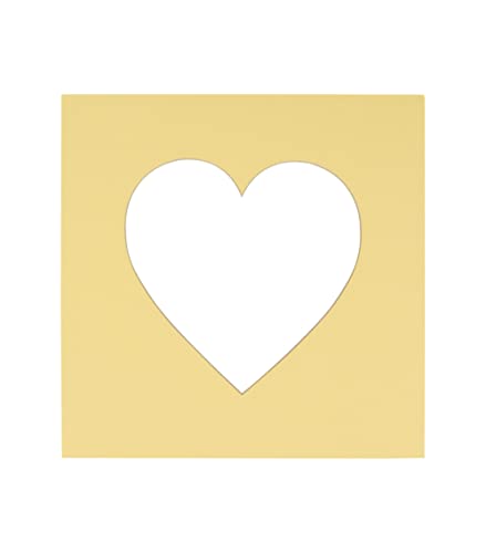 10x10 Mat Bevel Cut for 6x6 Photos - Precut Soft Yellow Heart Shaped Photo Mat Board Opening - Acid Free Matte to Protect Your Pictures - Bevel Cut for Family Photos, Pack of 1 Matboard Show Kit With