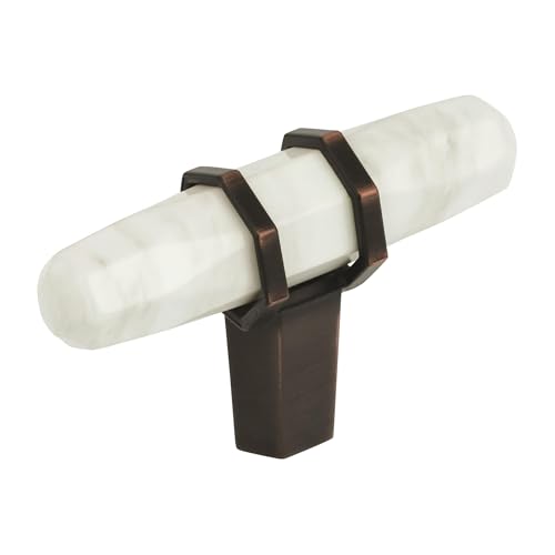 Image of Amerock | Cabinet Knob | Marble White /Oil-Rubbed Bronze | 2-1 /2 inch (64 mm) Length | Carrione | 1 Pack | Drawer Knob | Cabinet Hardware