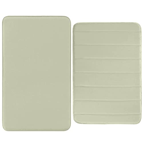 Gorilla Grip Memory Foam Bath & Shower Rug, Solid & Striped in Sa...