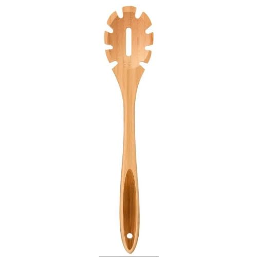 LorisArm 12.5" Bamboo Spaghetti Server, Wooden Pasta Fork and Noodle Spoon