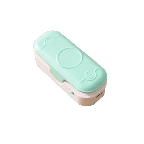 IXITab Mini Sealer, USB Rechargeable 2-in-1 Handheld Heated Vacuum Sealer and Cutter, Portable Food Preserver for Plastic Bags, Snacks and Freshness with magnetism (green (color)), Size: 39x38x97mm