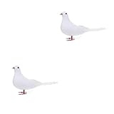 Doves Statue 2 pcs Simulated Dove of Peace Outdoor Decor Animal Miniature Bird Figurine Outdoor Photography Prop Decorative Dove Statue Artificial Model Lawn Accessories Foam