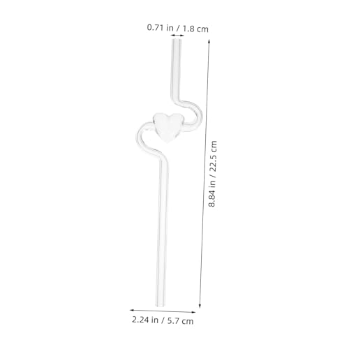 Pajitas de corazón transparentes reutilizables de vidrio para batidos decorativas 2 uds 3