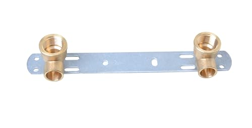 Aqbau® Montageeinheit, Montageplatte, Wandscheibe Für Badezimmerarmaturen, Wasser Trinkwasser Messing Metall, Montageplatte wasseranschluss 1/2 x 15mm Abstandsmaß von 150 mm