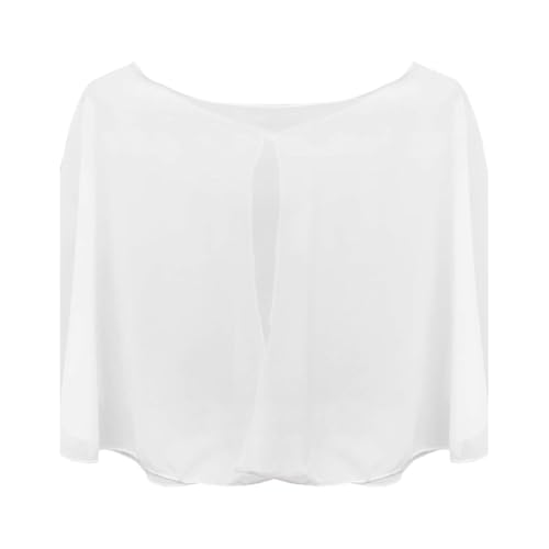 White Chiffon Shawl Wrap Summer Soft Capelet Wedding Bridal Accessory Shoulder Cover Up Bolero Flapper Shawls Shrug Cape Elegant Scarves for Women Evening Formal Dress Bridesmaid Dressy