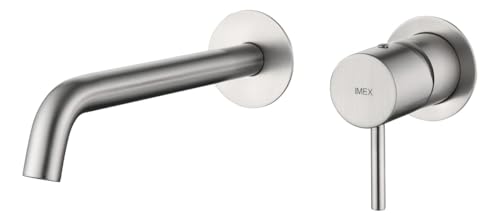 IMEX Mitigeur encastre lavabo en laiton et zama finition nickel brosse sans boîte de reglage deux corps independants Modele Monza Imex-GLM039-NQ