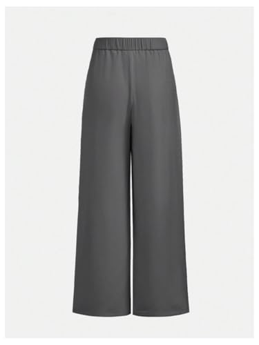 Image of OYOANGLE Girl's Pleated Wide Leg Pants Button Zipper Fly High Waisted Long Trousers with Pocket