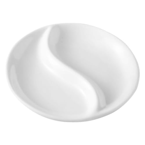 LAPYAPPE Piatto Per Salsa in Ceramica Bianca Rotondo 3,5 Piccolo Piatto Per Intingere Versatile Per Aceto e Snack Per Cene Familiari e Uso Ristorante