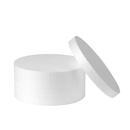 8 Inch Foam Circles for 5-Pack 1 Inch Thick, Crafts, Polystyrene Circles for DIY Crafts School Supplies Decorations(White)