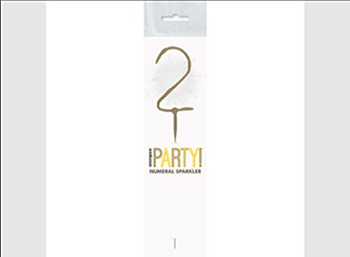 Gold Glitz Party Sparkler Number 2(17cm) - Perfect for Birthday, Anniversary & Memorable Celebrations - 1 Pc