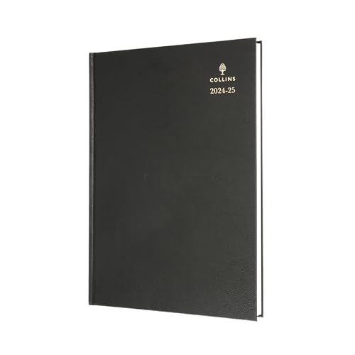 Collins Agenda de bureau standard, format A4, 1 jour par page, année scolaire 2024-25 (rendez-vous), papier FSC – Noir – Journal quotidien pour étudiants et enseignants – 44M.99–2425 – Juillet 2024 à