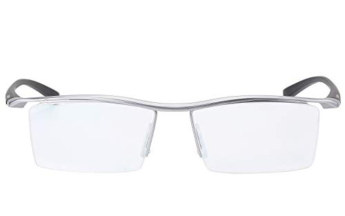 Agstum Pure Titanium Half Rimless Business Glasses Frame Optical Eyeglasses Clear Lens (Silver)