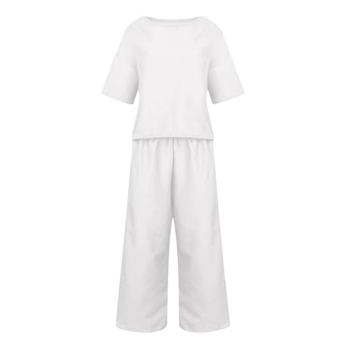 Ensemble de deux pièces d'été fluide et ultra confortable coupe ample blanche - 2