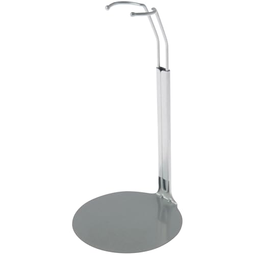 Image of Plymor DSP-5125S Silver Adjustable Doll Stand, fits 10, 11, and 12 inch Slim Waist Dolls, Waist is 1.125 inch - 1.5 inch wide, 3.25 inch - 4 inch around