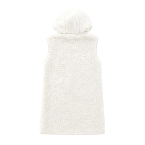 Fleece Hooded Vest Women Sharpa Sleeveless Button Down Long Jackets Vests - image 5