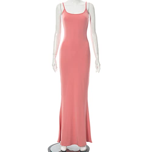 Image of Womens Spaghetti Strap Bodycon Backless Maxi Dress