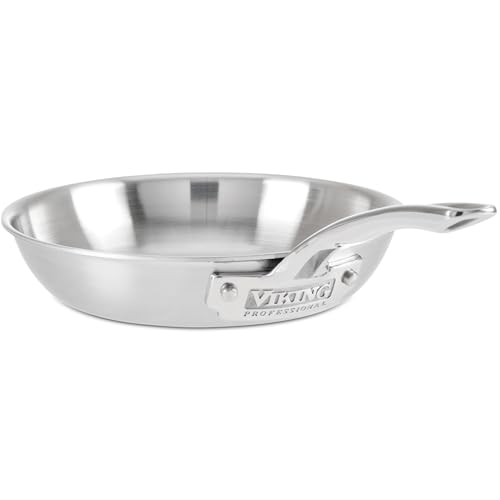 Viking 5-Ply Nonstick Frying Pan, 8 Inch Stainless Steel Kitchen Cookware, Silver
