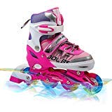 Otw-Cool Adjustable Inline Skates for Kids Girls Rollerblades with All Wheels Light up, Safe and Durable Inline Roller Skates for Girls