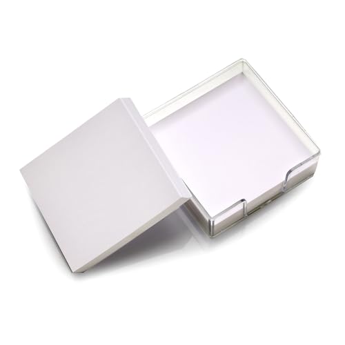 Image of SOLO Memo White Sheets Pack of 2, Plain Non-Sticky 300 Notes, Blank Small Size Note Pad, 78 GSM Loose Sheets, Plastic Holder, Memo Blocks for Notes, Reminders, Study and Organizing (3.7 x 3.7 inch)