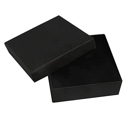 Boîte à Bijoux Carton, 9x9x3 cm Noir Boîtes à Bijoux en Papier Kraft Boîte-Cadeau de Bijoux Carrée avec Couvercle pour Collier Bracelets Bagues Boucles d'Oreilles Anniversaire Mariage