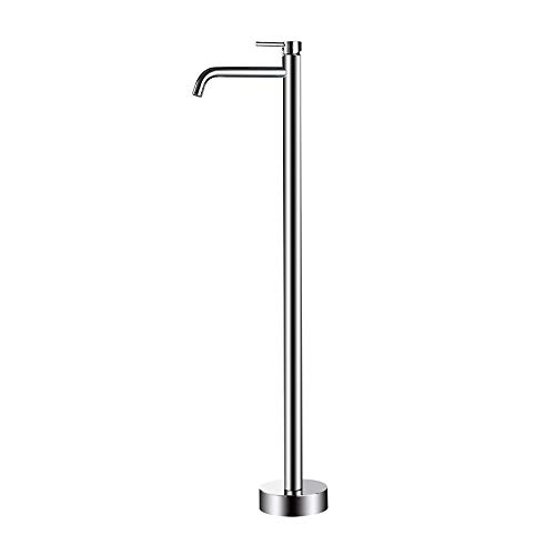 AFYH Freestanding Bath Tap Bathroom Mixer, Floor Mount Brass Filler Faucet Standing Bathtub Shower Mixer Taps Floor Mount Brass Filler Faucet,Silver