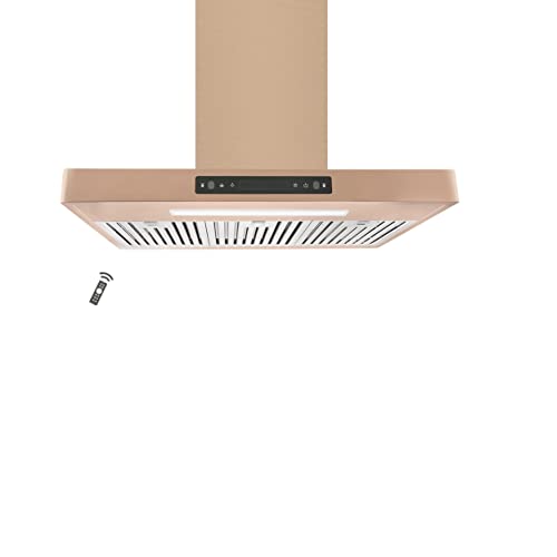 Vesta Rome 30 Inch Range Hood, 800CFM Wall Mount Curved Glass Stove Vent Hood For Kitchen With 3-Speed Exhaust Fan,Touch Screen,Delayed Shut-Off,Baffle Filter