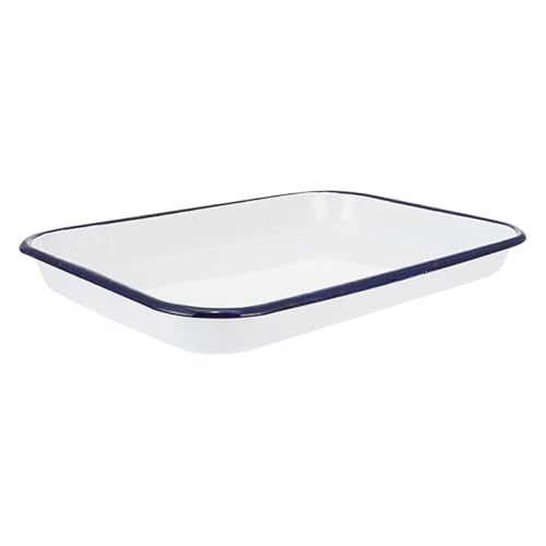 CONGARTENO Laboratory Enamel Tray Sterilized Square Tray 24X34X2.5Cm White Porcelain Rectangular Paint Mixing Plate for Scientific and Industrial Use