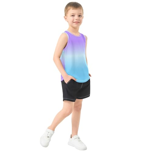 J JOYSAY Gradient Sky Blue Boys Tank Top Sleeveless Muscle Shirts Quick Dry Workout Sport Active Kids T-Shirts 3-15T4