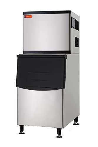 Westlake Commercial Ice Machine Stainless Steel Full Cube NSF Certificated Ice Maker Machine 350 lbs Ice with 230lbs Storage Capacity-Ideal for Hotels, Bars, Restaurant, Cold Drinks Bars