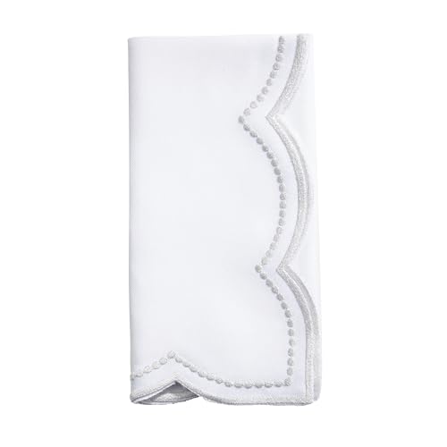 Servilletas Bordadas Lunares Borde Ondulado Set 4 miniatura 1